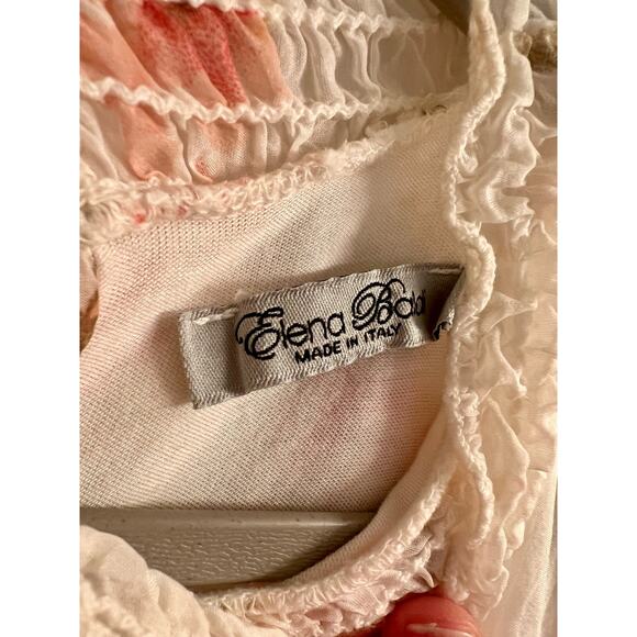 Elena Baldi 100% Silk Floral Ruffle Neck Blouse Mock Nock - size S - Picture 3 of 4